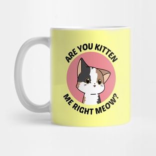 Are You Kitten Me Right Meow - Cute Cat Pun Mug